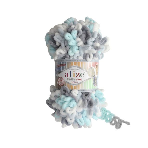 Пряжа Alize Puffy FINE Color 5939 фантазійна нитка плюшева