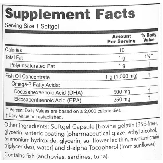 Омега 3 Protocol for Life Balance DHA 500 mg 120 Softgels | Зображення 1