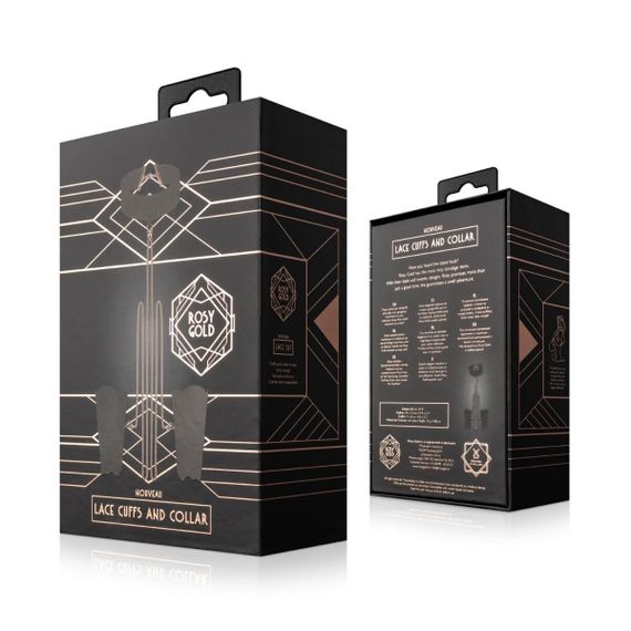 Кружевные наручники и воротник Rosy Gold - Lace Cuffs and Collar - Black | Зображення 6