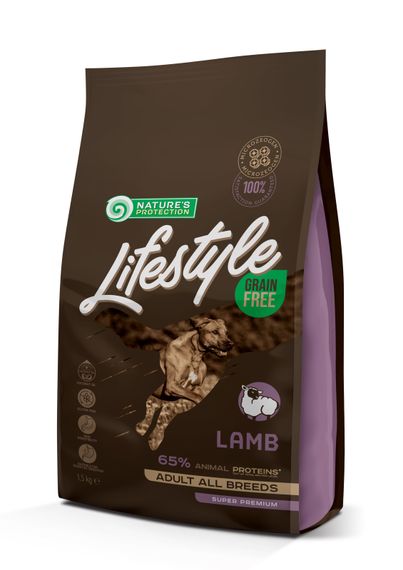 Сухий беззерновий корм з ягнятиною для дорослих собак всіх порід Lifestyle Grain Free Lamb Adult All Breeds 1.5кг