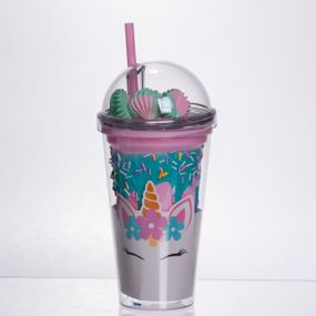 Пластиковий стакан з трубочкою і кришкою 400 мл багаторазовий HP-18-1TUP