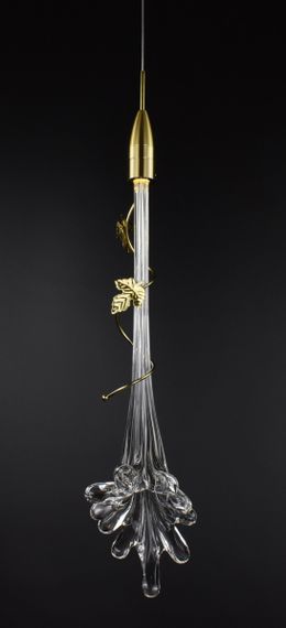 Люстра світлодіодна підвісна LED світильник для квартири на стелю лед 26839 Латунь 55-200х12х12 см. | Зображення 1