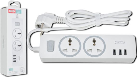 Подовжувач мережі 2 розетки/3USB/1.8М XO WL04 білий (MAW-41695_407)