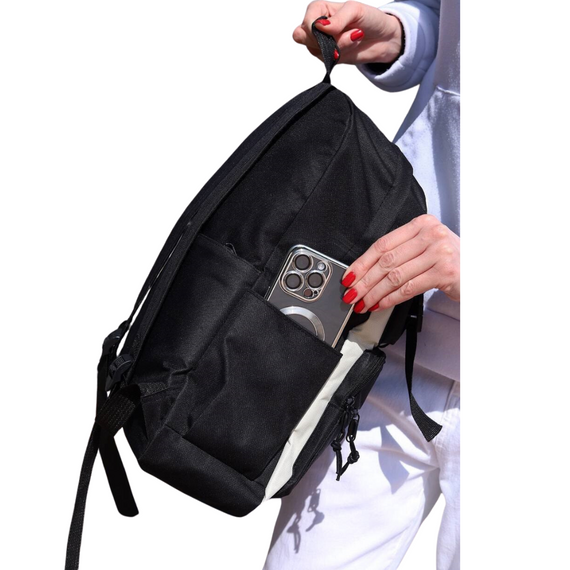 Рюкзак жіночий 4в1 чорний з білим (рюкзак, шопер, пенал, гаманець) | Зображення 1