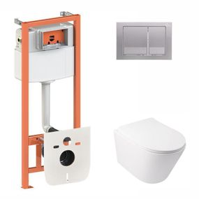 Готове рішення Qtap для ванної кімнати: підвісний унітаз Swan Rimless 520х360х320 + комплект інсталяції Nest 4 в 1 (квадратна