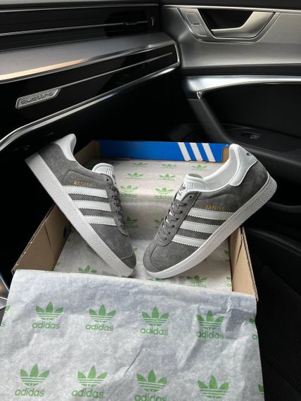 Мужские кроссовки Gazelle Gray White Stripes (замша) A1430 | Зображення 4