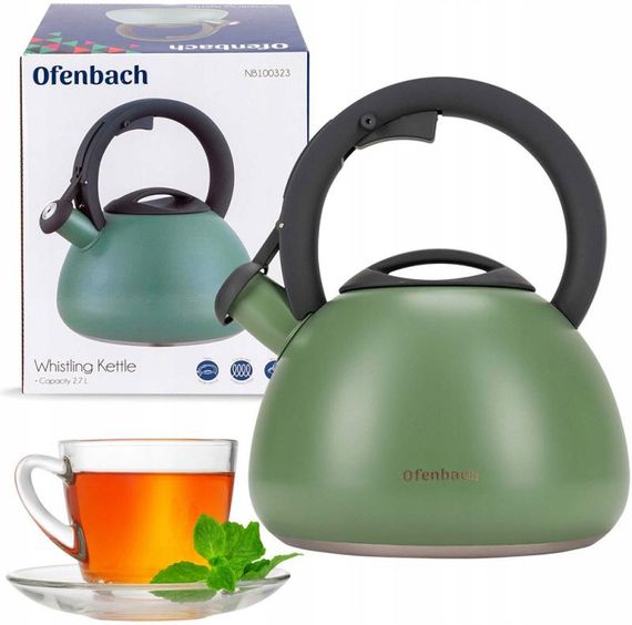 Чайник Ofenbach Silver 2.7л нержавіюча сталь, зі свистком, зелений матовий | Зображення 4
