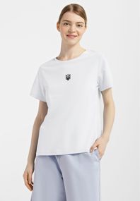 Футболка жіноча біла з принтом "Тризуб чорний", S