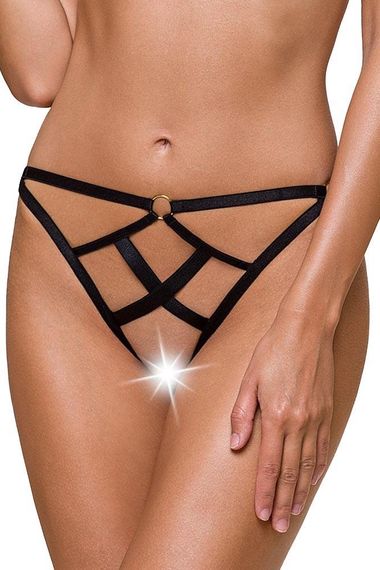 Відкриті трусики Passion Exclusive NICKY THONG Чорні 2XL/3XL | Зображення 2