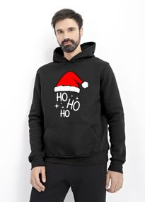 Худі чоловіче чорне з принтом "Ho-ho-ho", S