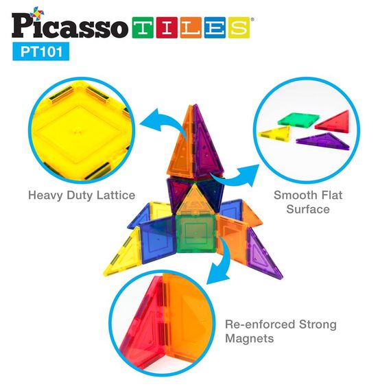Конструктор магнітний MAGNETIC BUILDING BLOCKS PT101/22402 PICASSO TILES , 101 деталь, в коробці | Зображення 4