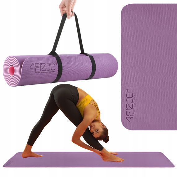 Килимок (мат) спортивний 4FIZJO TPE 180 x 60 x 0.6 см для йоги та фітнесу Violet/Pink (P-5907739316950)