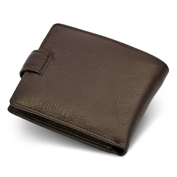 Шкіряне чоловіче портмоне на кнопці ST Leather ST104 Коричневе | Зображення 2