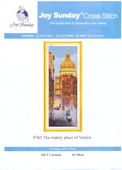 Набір для вишивання за нанесеною на канву схемою "The watery place of Venice". AIDA 14CT printed, 16*38 см | Зображення 1