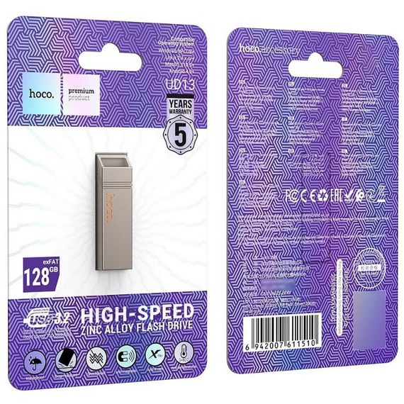 Флеш-накопичувач Hoco UD13 USB3.2 - 128GB Gray | Зображення 5