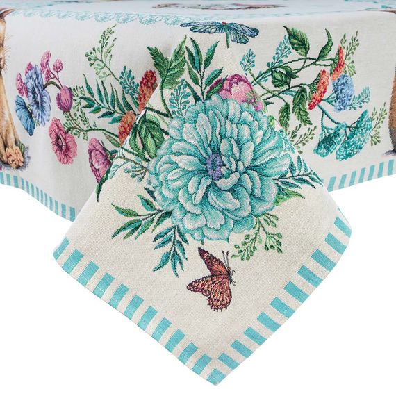Скатертина гобеленова BLUE BUNNIES Limaso, 137х137, Квадратна, Великодній, Без люрексу, 40% поліестер, 60% бавовна, Гобелен | Зображення 1