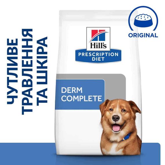 Hill’s Prescription Diet Derm Complete Сухий корм для собак при харчовій алергії та атопічному дерматиті, 12 к | Зображення 1