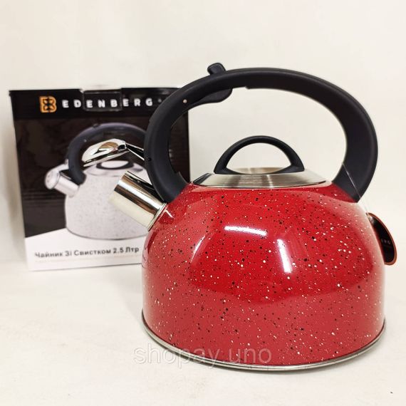 Чайник із свистком Edenberg EB-1440 з мармуровим покриттям 2.5л Red | Зображення 4