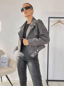 Жіноча куртка Косуха mini колір сірий M-L