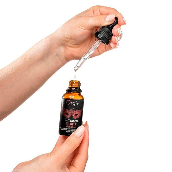 Возбуждающие капли для клитора Orgie Orgasm Drops Kissable, 30 мл, тепло-холод, вкус яблока sexstyle | Зображення 1