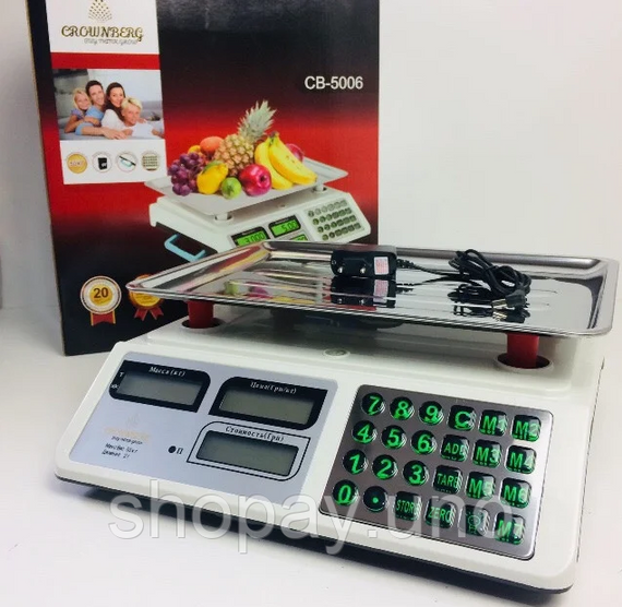 Весы торговые электронные Crownberg CB-5006 до 50 кг | Зображення 3