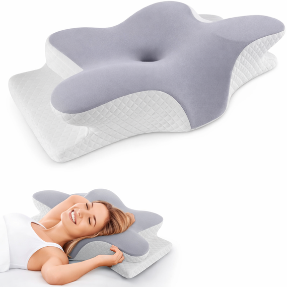 Ортопедична подушка для сну Метелик з ефектом пам'яті Memory Foam 50х30 см. Анатомічна подушка під шию | Зображення 3