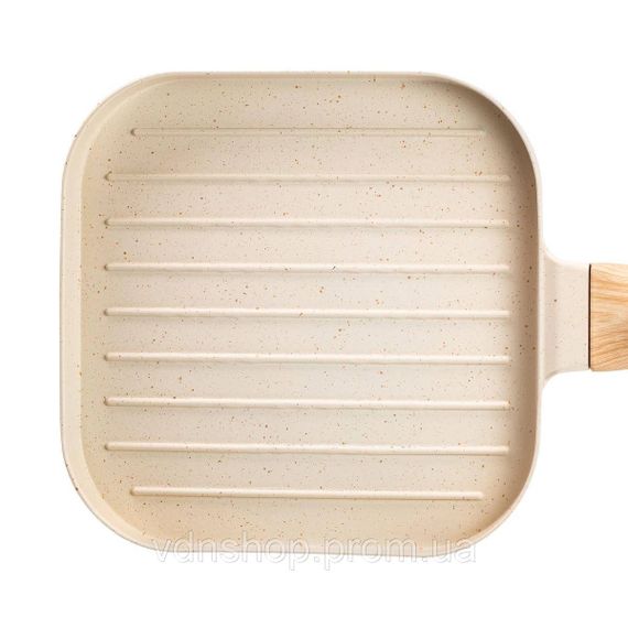Сковорода гриль квадратная 18×18 см рифленая с гранитным покрытием бежевая HP39568W | Зображення 5