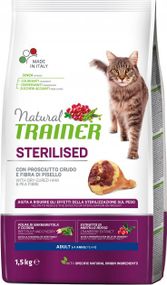 Корм Trainer Natural Super Premium  Adult Sterilised with dry-cured ham сухой с сыровяленой ветчиной для стерилизованных котов 1.5 кг