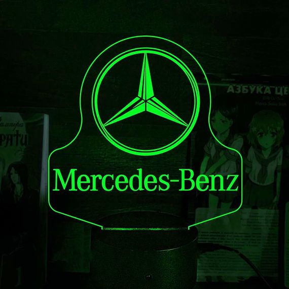 Акриловый светильник-ночник Mercedes-Benz зеленый tty-n000513