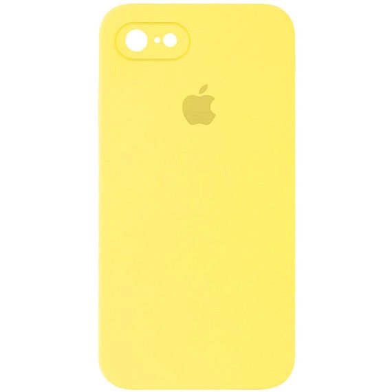 Чехол Silicone Case Square Full Camera Protective (AA) для Apple iPhone 6/6s (4.7") Бузковий/Dasheen Жовтий / Yellow