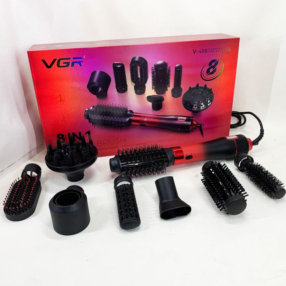 Фен-щетка стайлер VGR 8 в 1 V-488. Цвет: красный | Зображення 3