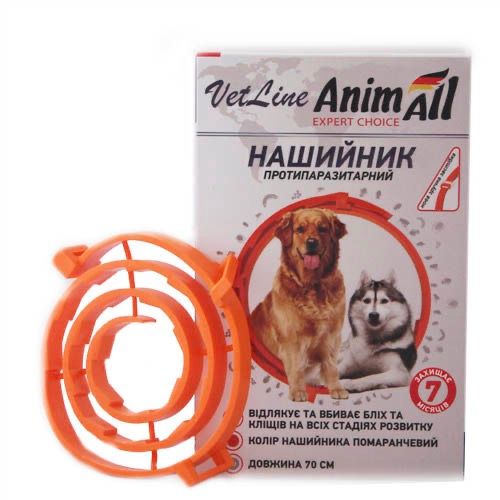 Ошейник противопаразитарный AnimAll VetLine, 70 см, оранжевый