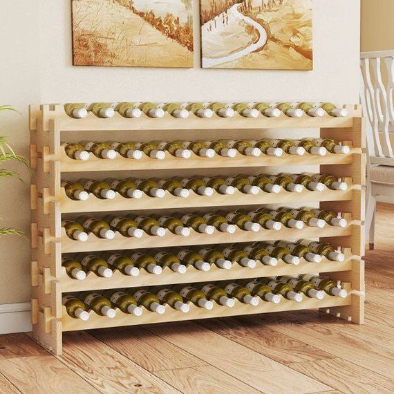 Стелаж винний Costway Modular Wine дерев'яний на 72 пляшки | Зображення 2