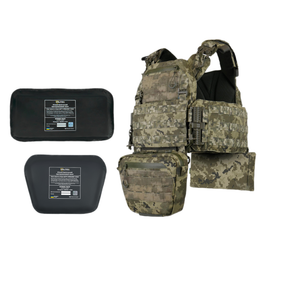Плитоноска CEN.2 Cordura1000D NIR піксель + напашник з балістичним пакетом 1 класу та захист попереку 1 класу