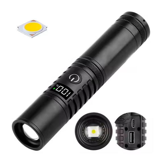 Ліхтар лазер S2304, LED PM10-TG, Рower bank, АКБ 18650/3хАААА, індикація заряду, zoom, ЗП Type-C | Зображення 7