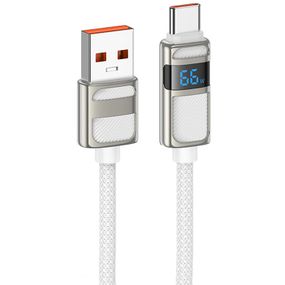 Дата кабель Hoco U137 Line with display USB to Type-C 5A/66W (1.2m) White