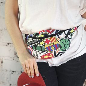 Сумка на пояс бананка Bumbag Логотипы 27x16 см (BB_19A001_BL)