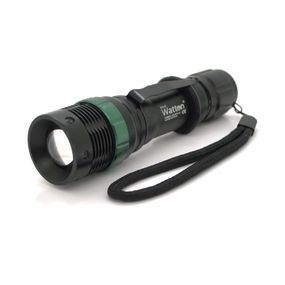 Ліхтар ручний Watton WT-037, 1LED Cree Q5, 3W, 3 режими, ZOOM, 18650/2800mah (перехідник 3*AAA), Black, IP44, СЗУ, 132х34х28мм, BOX