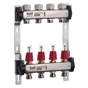 Коллектор с расходомером и термостатическими клапанами Roho R804-04 - 1"х 4-х. (RO0036)