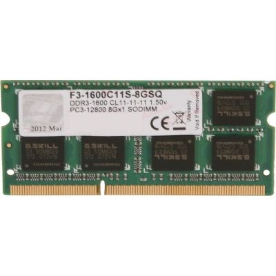 Модуль памяти для ноутбука SoDIMM DDR3 8GB 1600 MHz G.Skill (F3-1600C11S-8GSQ)