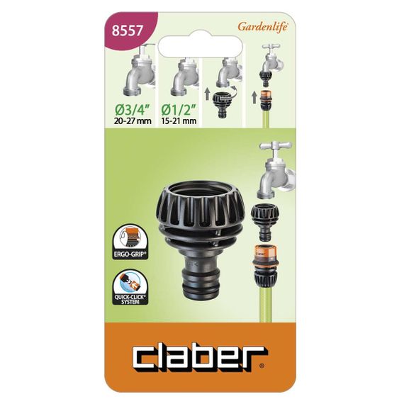 Адаптер для коннектора поливочного шланга Claber Ergogrip 8557 (1/2"-3/4"В) | Зображення 1