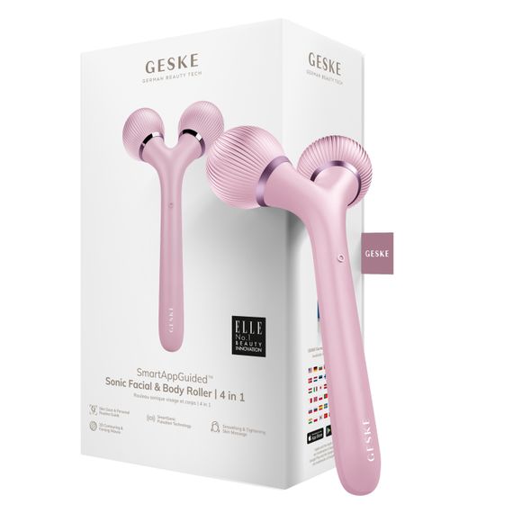 Електронний ультразвуковий ролик для обличчя та тіла GESKE Sonic Facial&Body Roller 4в1 pink