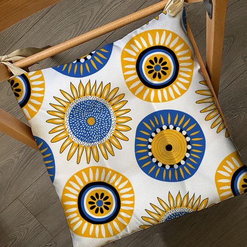 Подушка на стул с завязками Подсолнухи 40x40x4 см (PZ_22U004)