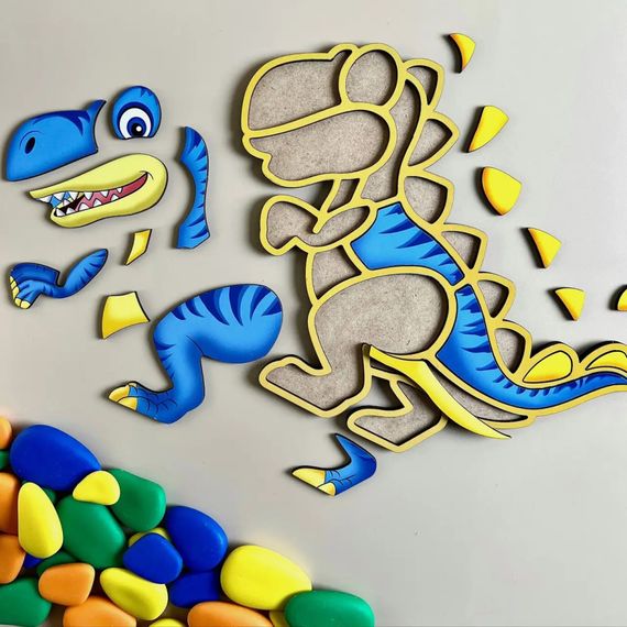 Деревянный пазл-вкладыш "Динозавр" Ubumblebees (ПСД092) PSD092 пазл-контур | Зображення 2