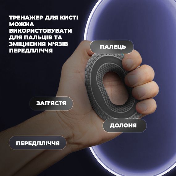 Эспандер кистевой силиконовый Паверплей PP-4333 Hand Grip Large 25 кг. Серый | Зображення 6