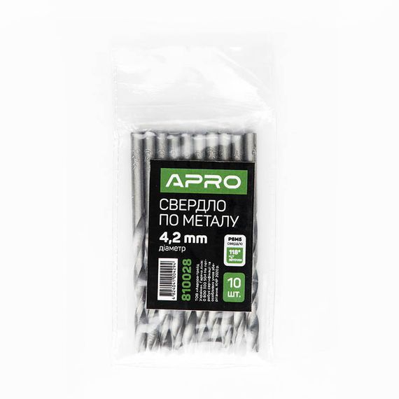 Свердло для металу HSS (P6M5) Ø 4.2 мм (пачка, кратність10 шт.) APRO 8100281 | Зображення 2