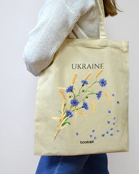 Экошопер Букопт BK4020 Ukraine (Васильки и колосья) бежевый | Зображення 9