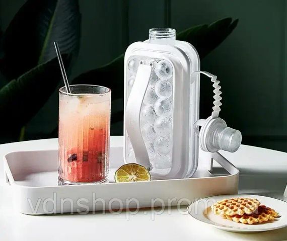 Портативна силіконова форма для льоду пляшка 2 в 1 ICE CUBE TRAY складана на 17 кульок | Зображення 2