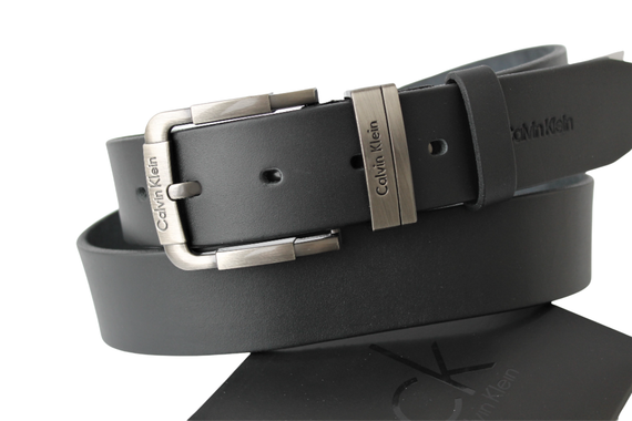 Кожаный мужской стильный ремень Calvin Klein black | Зображення 1
