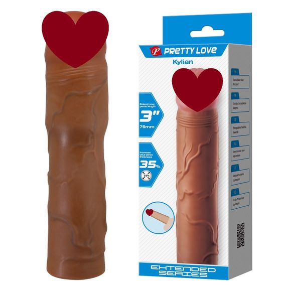 Подовжуюча насадка презерватив Pretty Love - Kylian 3" Brown, BI-026257-1 Sex Aura